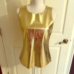 Metallic gold leather top sz M
